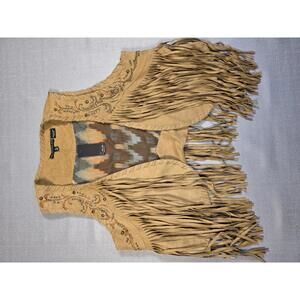 Miss Me Fringed Suede-Look Embellished Vest for Women